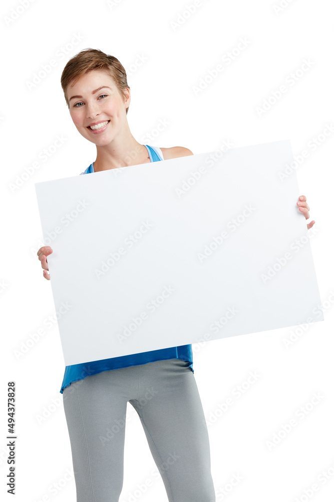 Ive got some good news. Studio shot of an attractive young woman holding up a blank placard. Ive got some good news. Studio shot of an attractive young woman holding up a blank placard.