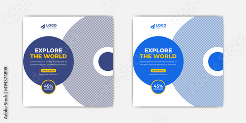Travel tourism social media post template 