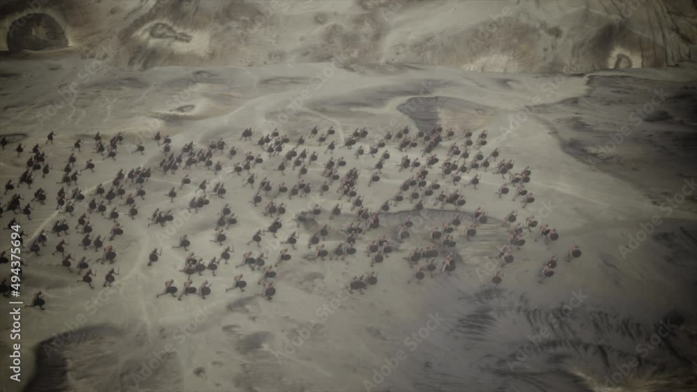 Top View on a Big Ancient Army Charging in a Battlefield Stock Video ...