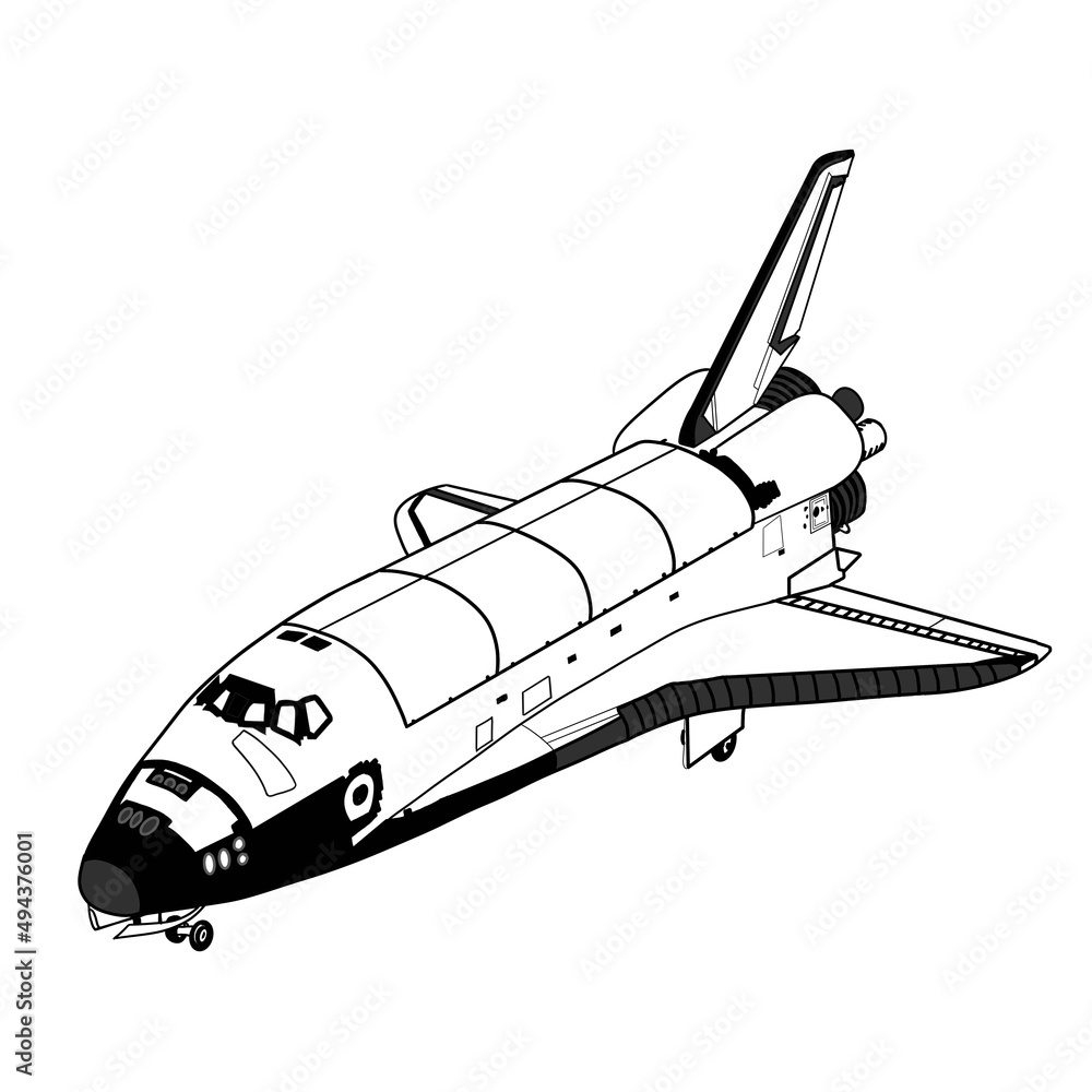 A line sketch illustration of Columbia space shuttle, NASA Stock ...