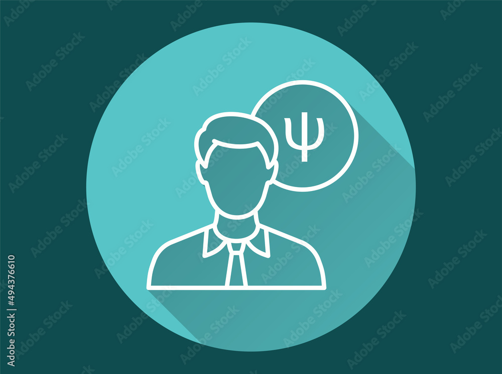 Psychological help icon with long shadow for graphic and web design. Psychological help icon with long shadow for graphic and web design.