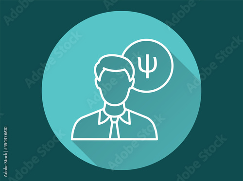Psychological help icon with long shadow for graphic and web design.