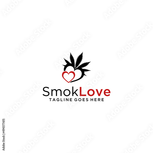 Marijuana and love logo sign design