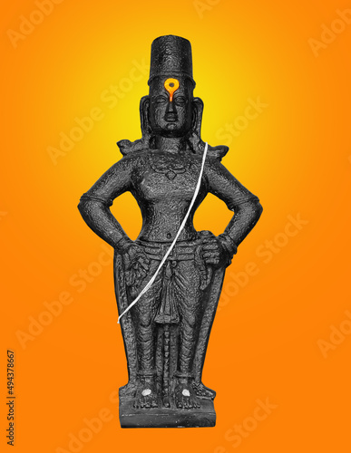 Pandharpur, India 27 February 2022, God and Goddess Vitthal Statue at Pandharpur Solapur district Maharashtra. photo