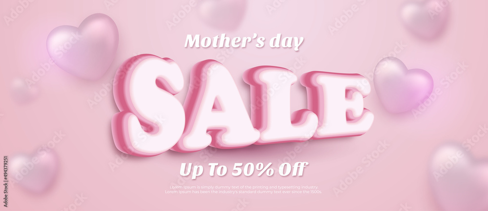 Beauty banner mother day sale design on pink background