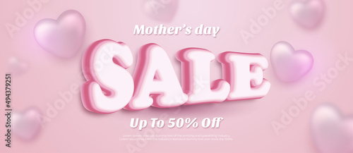 Beauty banner mother day sale design on pink background