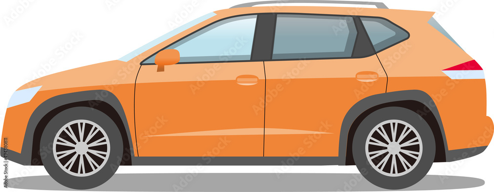 Car cuv crossover orange vector illustration