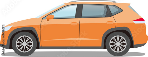 Car cuv crossover orange vector illustration