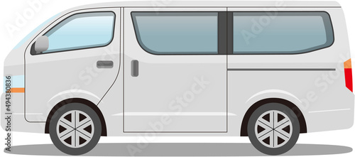 Car van one box white vector illustration