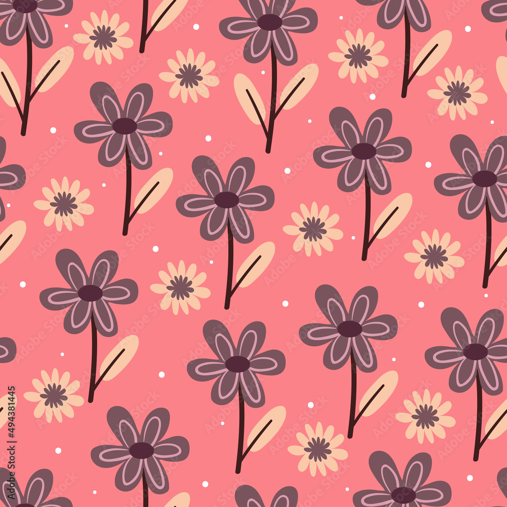 flower seamless pattern for fabric print, textile, gift wrap paper. flower drawing
