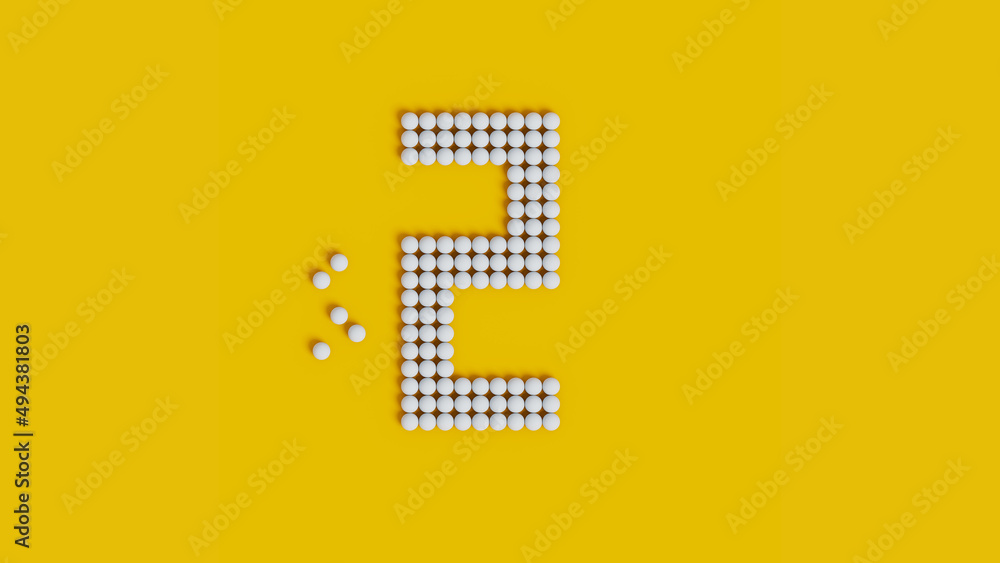 3D Rendering of numbering text using 3D sphere style. With white and yellow color scheme. 3D voxel art of one number with sphere style 3D Rendering of numbering text using 3D sphere style. With white and yellow color scheme. 3D voxel art of one number with sphere style