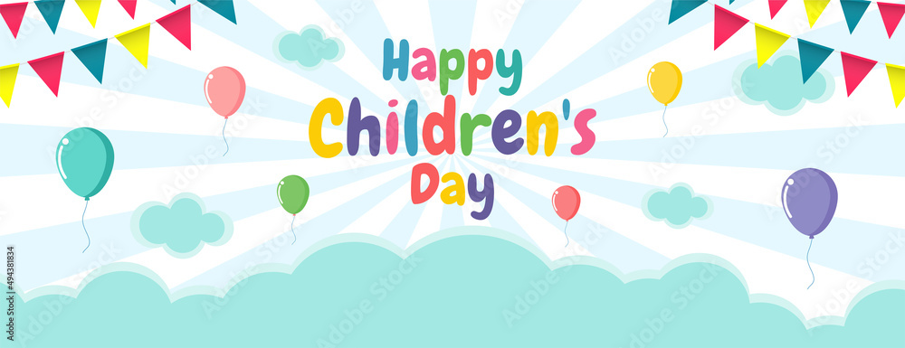 Happy children's day banner Template background, advertising brochure, your  text, flat Funny cartoon isolated vector Illustration Stock Vector | Adobe  Stock