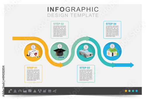 Savings process, modern infographic template, presentation business infographic template, icon set