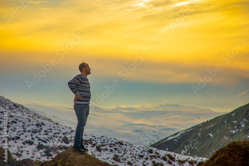 person in the mountains