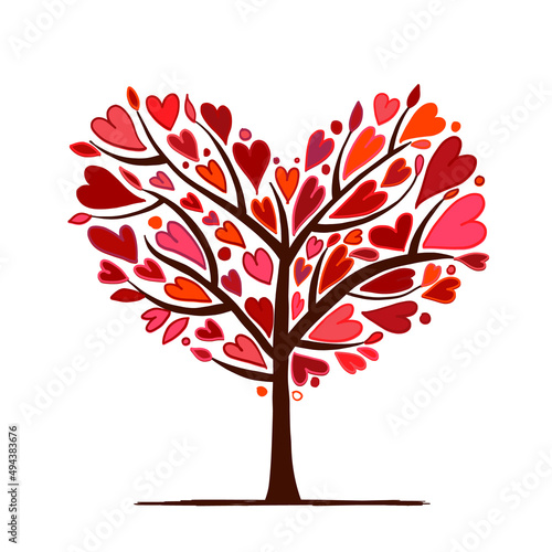 Valentine tree, love concept. Heart shape for your design