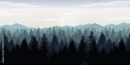 mountains in the fog