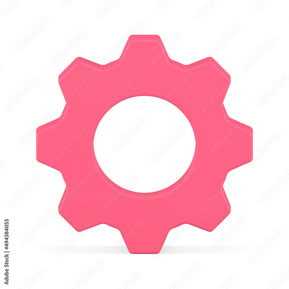 Cog wheel 3d icon front view vector illustration. Cogwheel machine engineering detail