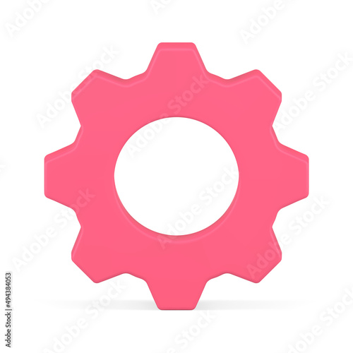 Cog wheel 3d icon front view vector illustration. Cogwheel machine engineering detail