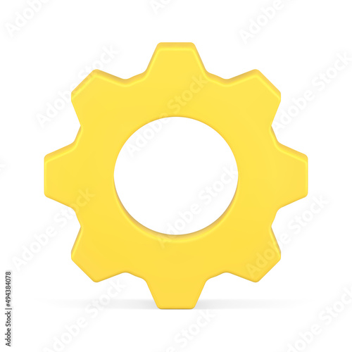 Yellow gear wheel cogwheel 3d vector illustration