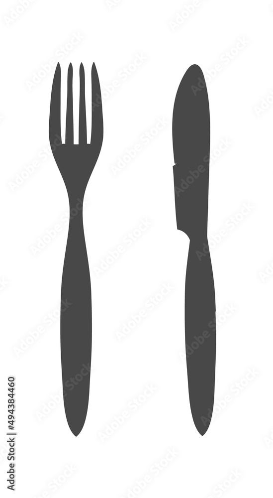 Fork and knife. Knife and fork vector icon in solid flat design icon isolated on white background Fork and knife. Knife and fork vector icon in solid flat design icon isolated on white background