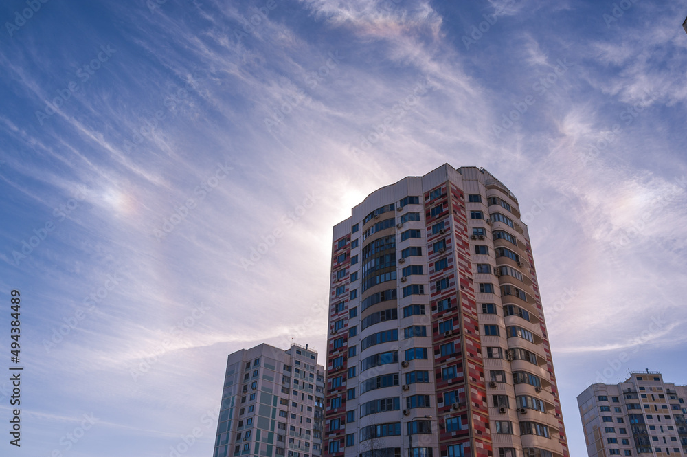 Houses, sky and clouds in the sky