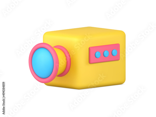 Yellow video camera 3d icon vector illustration