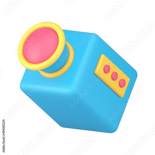 Blue video camera 3d icon vector illustration