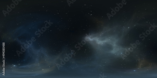 Fototapeta Naklejka Na Ścianę i Meble -  360 degree space background with stars panorama, equirectangular projection, environment map. HDRI spherical panorama. Night starry sky background