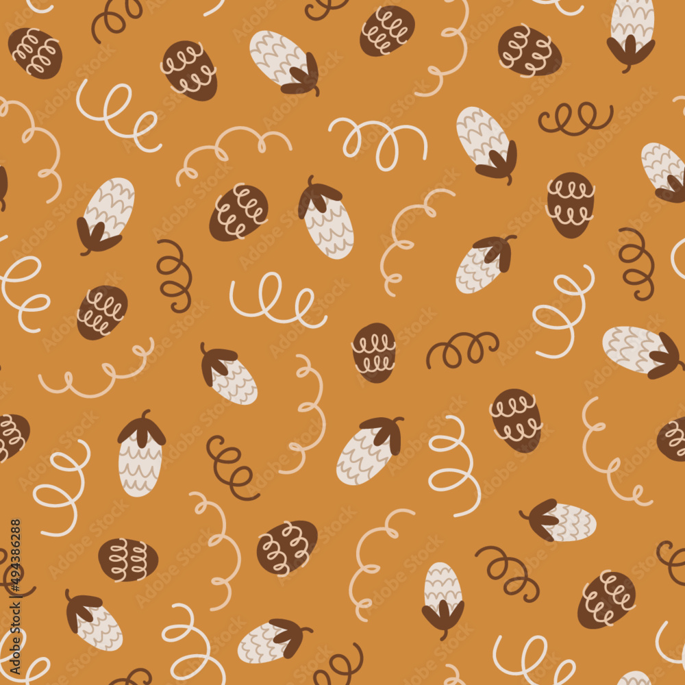Vector christmas pattern, seamless winter background with cones Vector christmas pattern, seamless winter background with cones