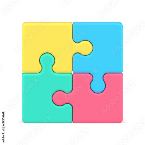 Colorful shiny puzzle connect 3d icon vector illustration. Multicolored assembly piece of jigsaw