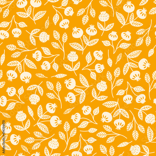 Autumn seamless yellow pattern, vector background fall