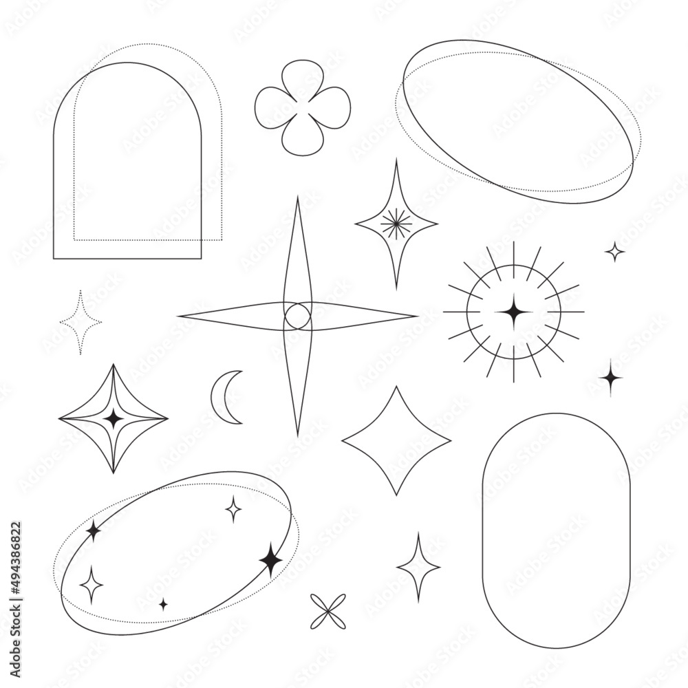 Elegant decorative elements set, vector stars and circles Elegant decorative elements set, vector stars and circles
