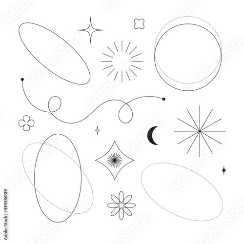 Elegant decorative elements set, vector stars and circles