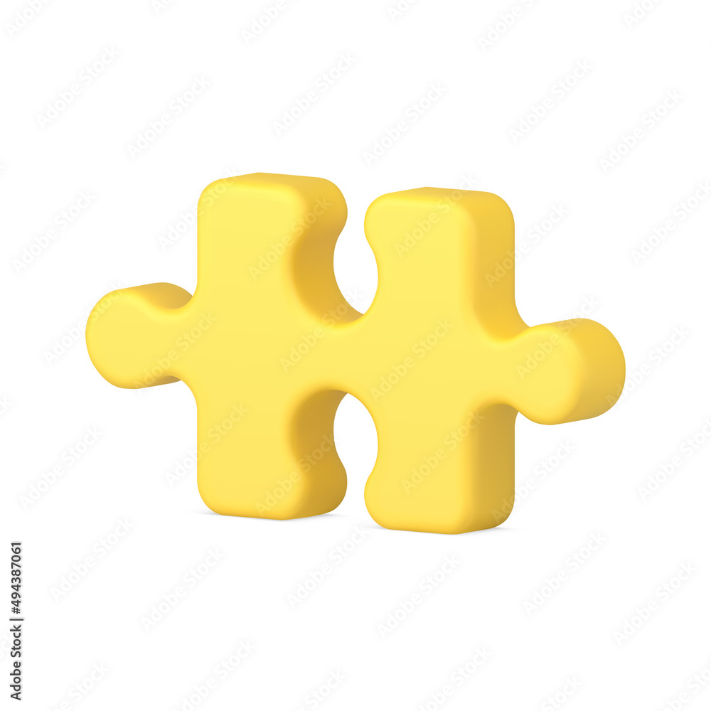Yellow puzzle piece 3d icon vector illustration Yellow puzzle piece 3d icon vector illustration