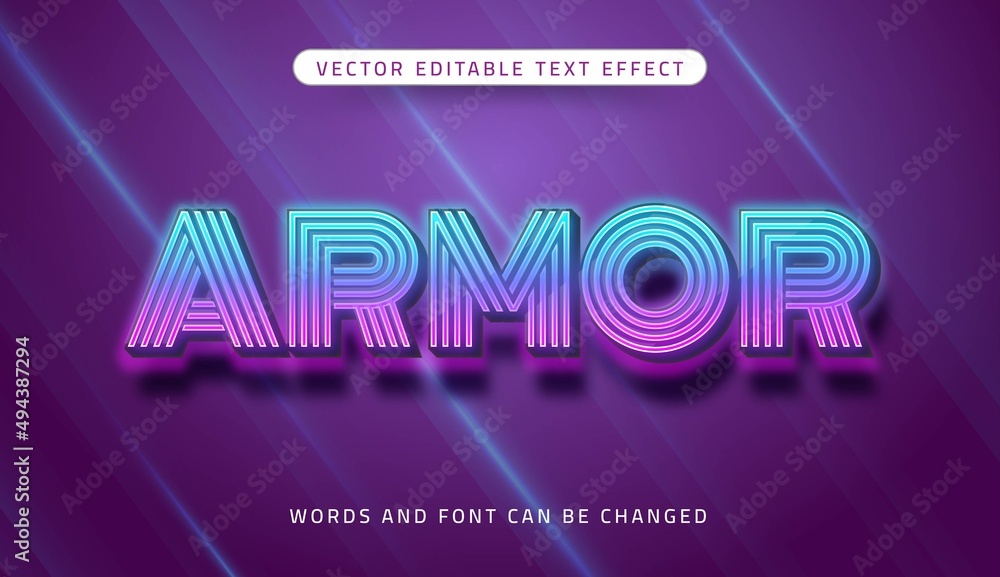 Armor editable text effect on purple background