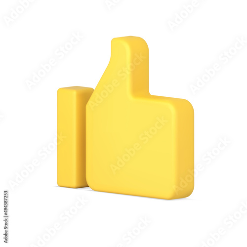 Yellow thumb up icon 3d isometric vector illustration