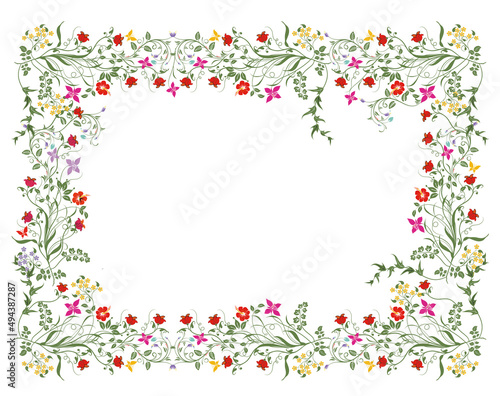 Blumen und Pflanzen Umrandung, isoliert Illustration,