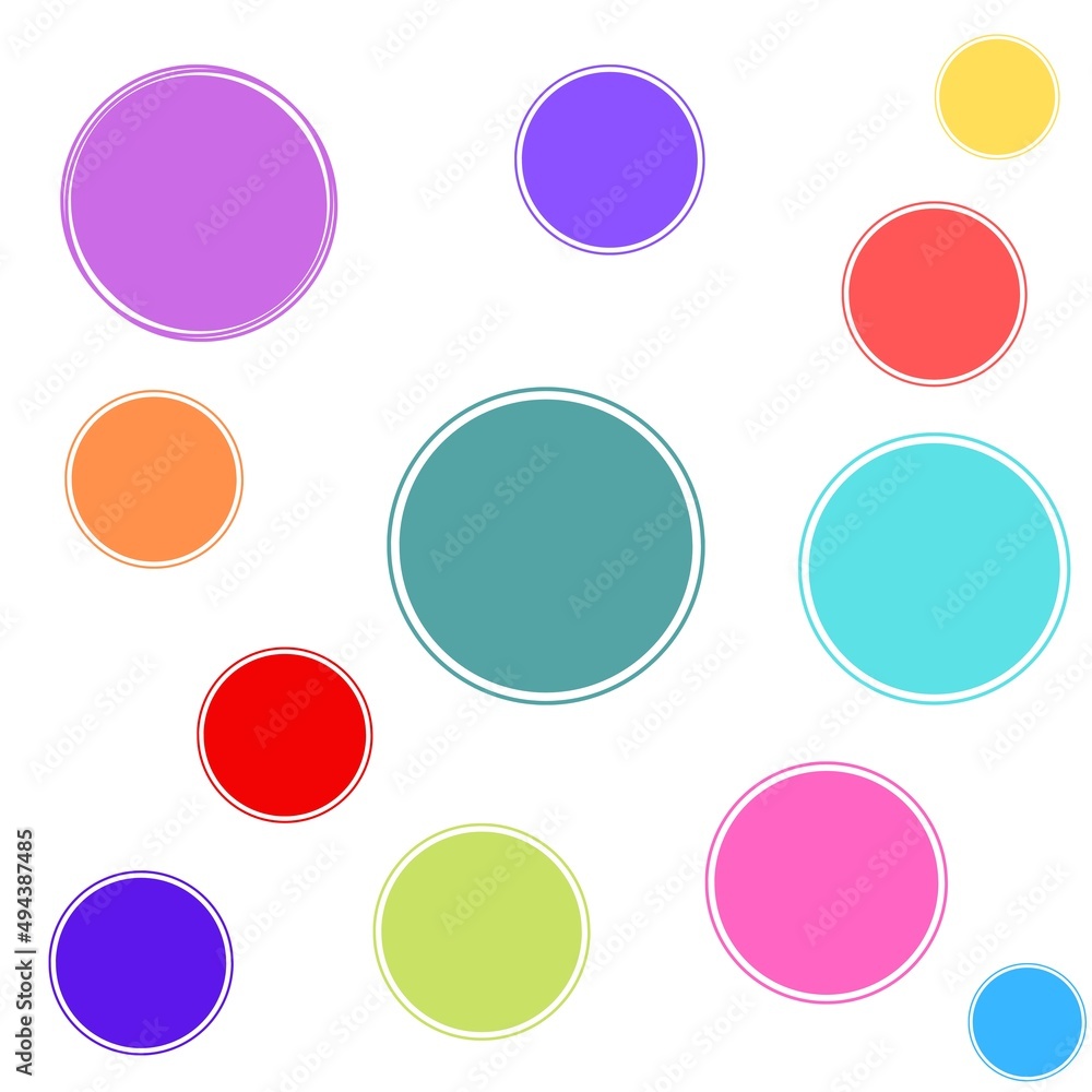 Different colours and sizes circles on white paper Different colours and sizes circles on white paper