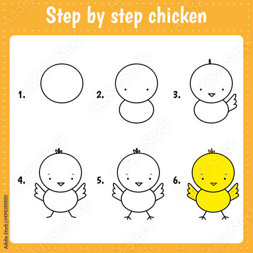 How to draw cute little chicken.