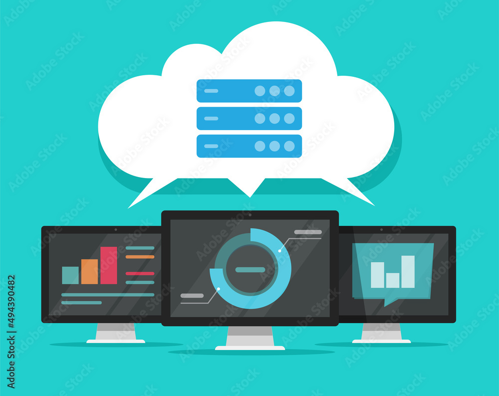 Cloud big data server infrastructure analysis vector or datacenter network computer center communication technology flat cartoon illustration, digital ai database analytics virtual farm system Cloud big data server infrastructure analysis vector or datacenter network computer center communication technology flat cartoon illustration, digital ai database analytics virtual farm system