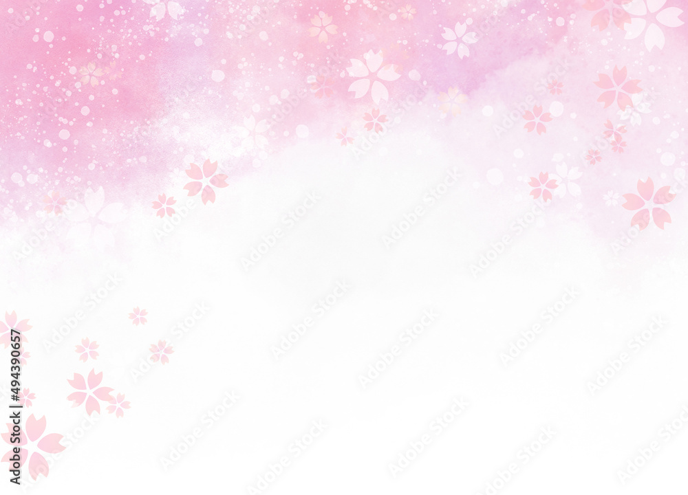 背景に使える水彩風の手描き素材_桜_09 背景に使える水彩風の手描き素材_桜_09