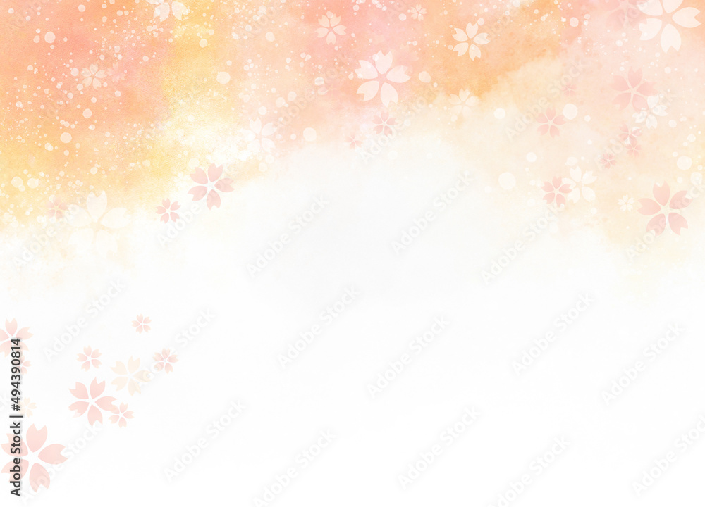 背景に使える水彩風の手描き素材_桜_10