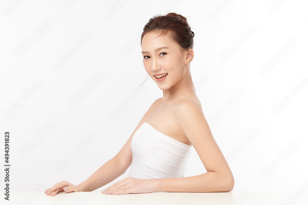 Beautiful young asian woman with clean fresh skin on white background, Face care, Facial treatment, Cosmetology, beauty and spa, Asian women portrait. Beautiful young asian woman with clean fresh skin on white background, Face care, Facial treatment, Cosmetology, beauty and spa, Asian women portrait.