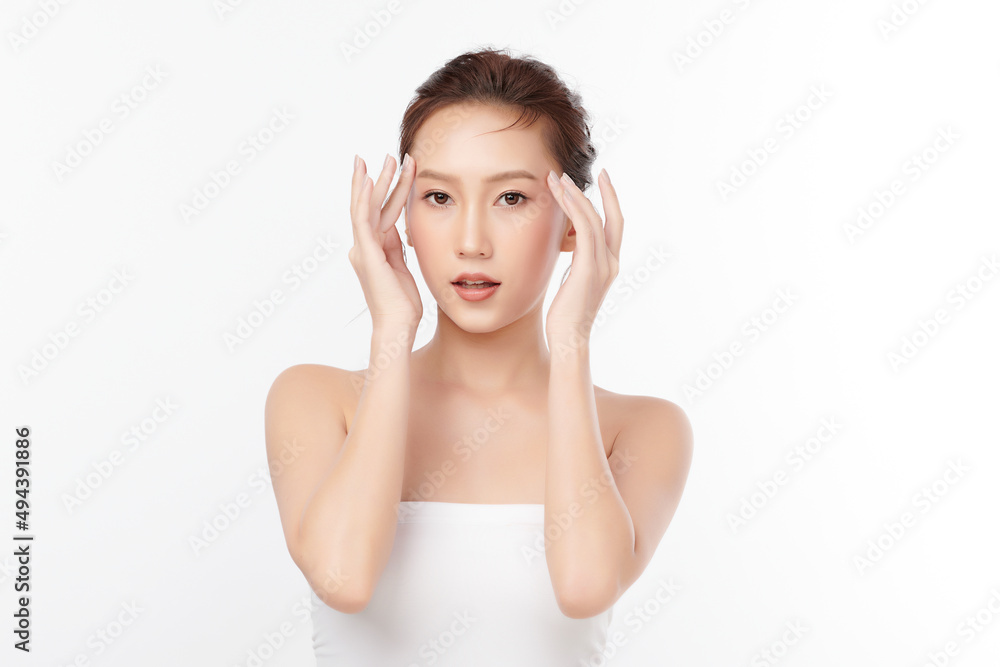 Beautiful young asian woman with clean fresh skin on white background, Face care, Facial treatment, Cosmetology, beauty and spa, Asian women portrait. Beautiful young asian woman with clean fresh skin on white background, Face care, Facial treatment, Cosmetology, beauty and spa, Asian women portrait.