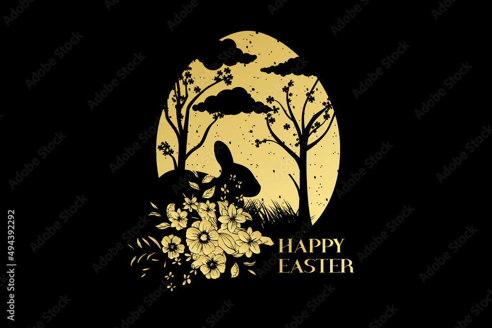 Happy Easter. Set of cute Easter rabbits. Cute bunny in egg decoration. Isolated Easter eggs spring holiday. Vector illustration of beautiful Easter Egg