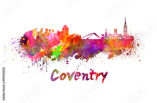 Coventry skyline in watercolor