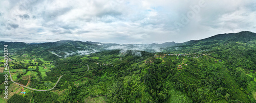 Landscape Panorama view, Mountain With Fog In Morning at valley Phulangka National park, Payao north of thailand. photo