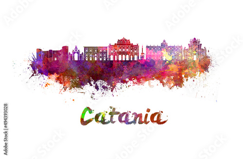 Catania skyline in watercolor