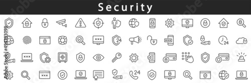 Security thin line icons set. Protection symbols. Security symbols vector