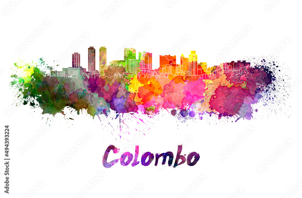 Fototapeta premium Colombo skyline in watercolor
